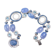 Load image into Gallery viewer, 18 Karat White Gold, Chalcedony, and Diamond Bracelet