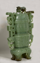 Load image into Gallery viewer, A Celadon Jade Vase and Cover, Chinese