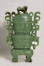 Load image into Gallery viewer, A Celadon Jade Vase and Cover, Chinese