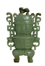 Load image into Gallery viewer, A Celadon Jade Vase and Cover, Chinese