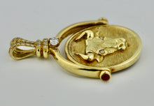 Load image into Gallery viewer, 18 karat gold and diamond pendant,  "Bull and Bear"