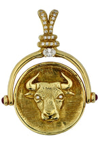 Load image into Gallery viewer, 18 karat gold and diamond pendant,  "Bull and Bear"