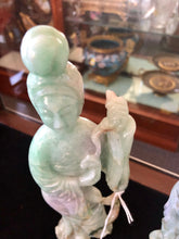 Load image into Gallery viewer, A Fine Pair of Jadeite Figures of Quanyin Chinese, Qing Dynasty