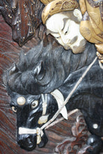 Load image into Gallery viewer, A Japanese lacquer, bone and "Root" wood screen Meiji period