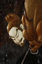 Load image into Gallery viewer, A Japanese lacquer, bone and "Root" wood screen Meiji period