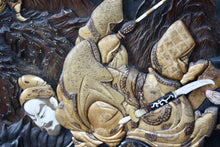 Load image into Gallery viewer, A Japanese lacquer, bone and "Root" wood screen Meiji period