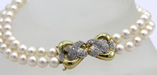Load image into Gallery viewer, 18 Karat yellow Gold, Double Strand Cultured Pearl and Diamond Necklace, Emis
