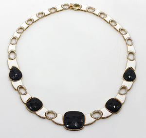 18 Karat Gold, Sapphire, Diamond and Enamel Necklace