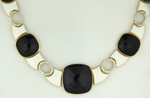 18 Karat Gold, Sapphire, Diamond and Enamel Necklace