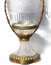 Load image into Gallery viewer, Monumental Pair of Gilt-Bronze Mounted Cut Crystal Vases