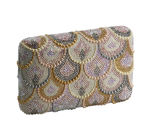 Fine Judith Lieber Pearl and Crystal Clutch