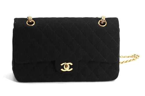 Chanel Quilted Black Wool Double-Flap Handbag