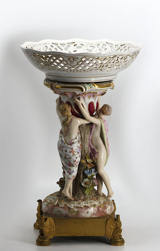 Continental Porcelain Figural Centerpiece No visible marks. Circa 1900