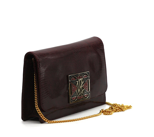 Eberle Brazilian Snake Skin and Enamel Clutch