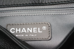 Chanel Black Leather Flap Logo Handbag