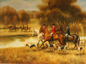 British/American School, 20th Century, Hunt Scene, The Start