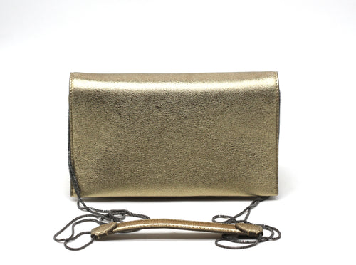 Brunello Cucinelli Gold Leather Evening Clutch