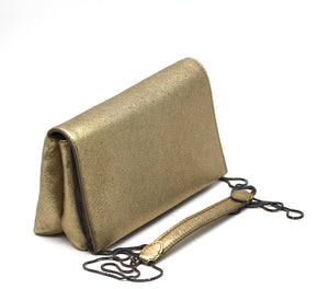 Brunello Cucinelli Gold Leather Evening Clutch