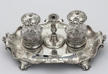 Load image into Gallery viewer, Victorian Silver and Cut-Glass Ink Standish