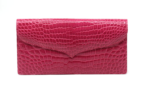 Laurent Effel Fuchsia Alligator Clutch