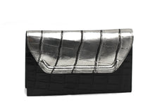 Load image into Gallery viewer, Very Good Lana Marks Silver and Black Alligator Clutch