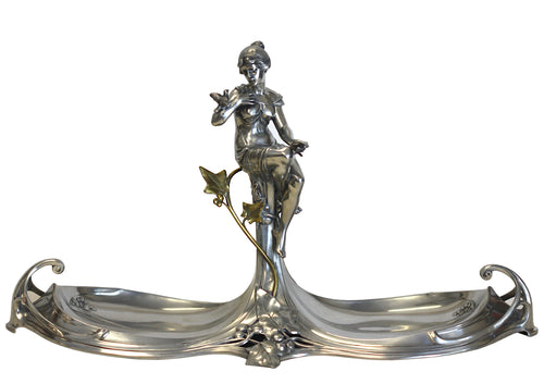 Continental Art Nouveau Silvered Metal Centerpiece