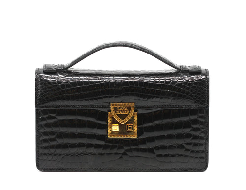 Lana Marks Black Alligator Clutch