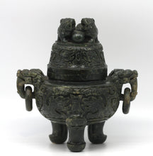 Load image into Gallery viewer, Chinese Spinach Jade Covered Tripod Censor