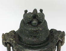 Load image into Gallery viewer, Chinese Spinach Jade Covered Tripod Censor