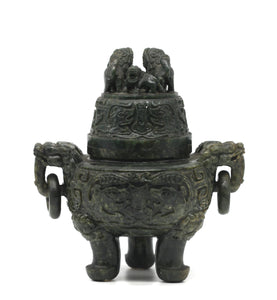 Chinese Spinach Jade Covered Tripod Censor