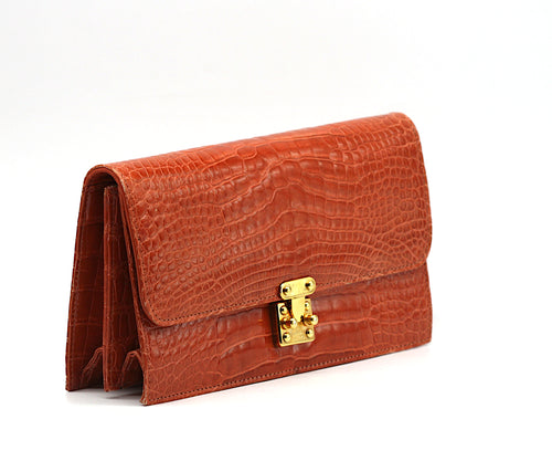 Lana Marks Orange Alligator Clutch