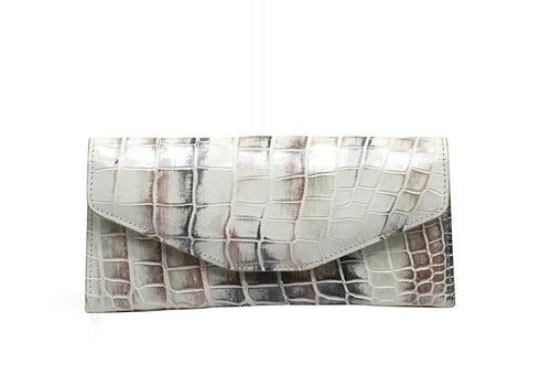 Lana Marks Black, Mauve and White Alligator Clutch