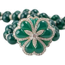 Load image into Gallery viewer, Andreoli Two-Strand Emerald Bead Necklace with Diamond-Set Floral Clasp