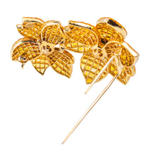 Load image into Gallery viewer, Sabbadini Yellow Sapphire and Diamond Flower Brooch, 18 Karat Gold