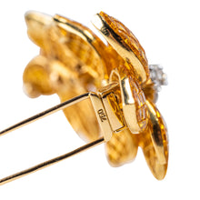 Load image into Gallery viewer, Sabbadini Yellow Sapphire and Diamond Flower Brooch, 18 Karat Gold