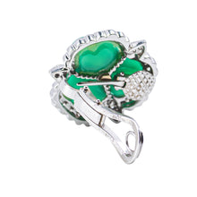 Load image into Gallery viewer, Andreoli 18K White Gold, Emerald &amp; Diamond Convertible Ear Clips