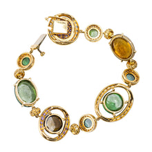 Load image into Gallery viewer, 18 Karat Gold Tourmaline, Diamond &amp; Sapphire Bracelet