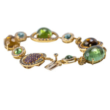 Load image into Gallery viewer, 18 Karat Gold Tourmaline, Diamond &amp; Sapphire Bracelet