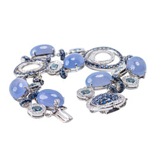 Load image into Gallery viewer, 18 Karat White Gold, Chalcedony, and Diamond Bracelet