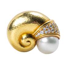 Load image into Gallery viewer, Leo de Vroomen, Pair of 18 Karat Gold, Pearl, and Diamond Ear Clips