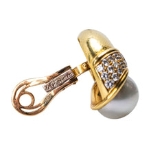 Load image into Gallery viewer, Leo de Vroomen, Pair of 18 Karat Gold, Pearl, and Diamond Ear Clips