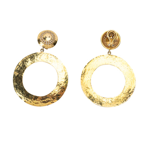 18 karat yellow gold and diamond earrings