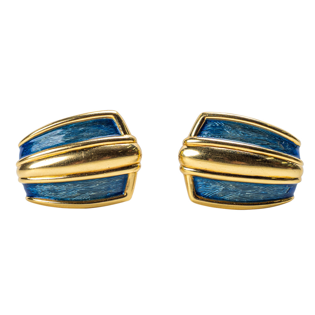 Pair of Gold and Enamel Ear Clips, Leo de Vroomen