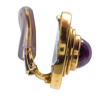 Load image into Gallery viewer, Leo de Vroomen 18 Karat Gold, Enamel and Star Ruby Ear Clips