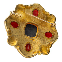 Load image into Gallery viewer, Leo de Vroomen, An 18 Karat Gold, Enamel, Coral and Gem-Set Brooch