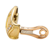 Load image into Gallery viewer, Leo de Vroomen 18K Gold, Enamel &amp; Diamond Ear Clips (Signed)