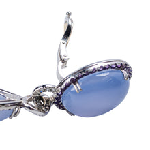 Load image into Gallery viewer, Sabbadini 18K White Gold Chalcedony, Amethyst and Diamond Drop Earrings