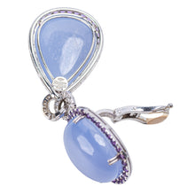 Load image into Gallery viewer, Sabbadini 18K White Gold Chalcedony, Amethyst and Diamond Drop Earrings