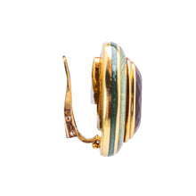 Load image into Gallery viewer, Leo de Vroomen 18K Yellow Gold, Guilloché Enamel, Diamond &amp; Pearl Brooch