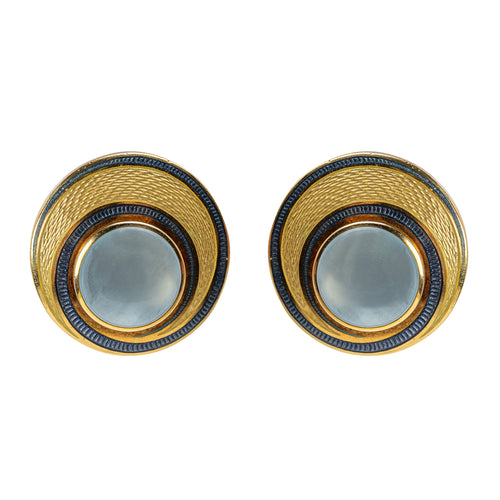 Pair of 18K Gold and Enamel Ear Clips